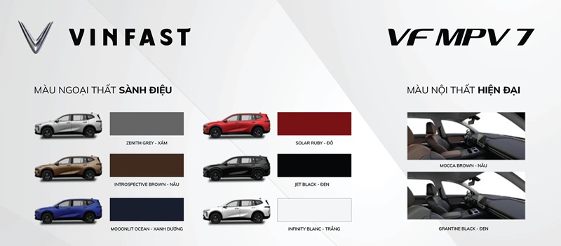 bảng màu xe MPV7