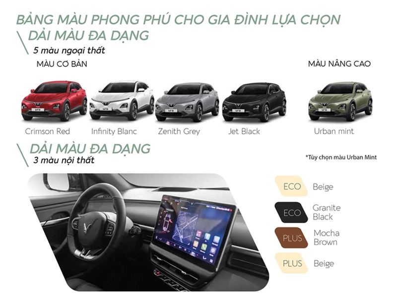 bảng màu vinfast vf6