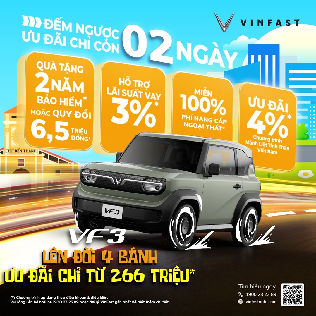 Đếm ngược ưu đãi VF3 đặc biệt chỉ còn 02 ngày